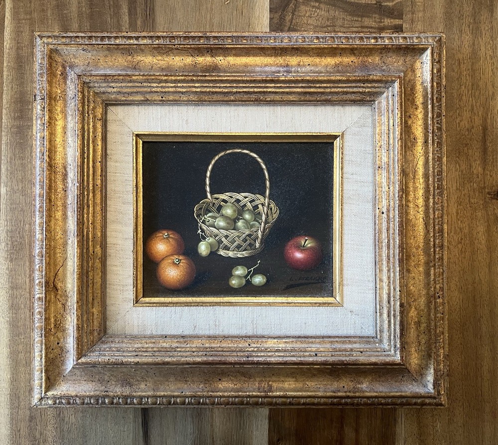 Original Lima Pizarro Miniature Oil Painting Spanish Still Life Fruit – Signed
