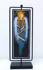 Original Angel Painting Metal Spinner Frame 2 Sided Art By Rain Crow
