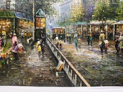 Original Oil Painting French Street Scene Signed W. Matthews