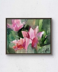 Lilies 10×8 Original Acrylic Painting Floral Canvas Wall Decor