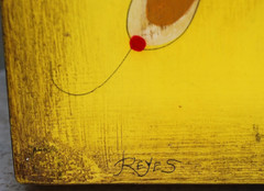 TONALA MEXICO OWLS & YELLOW FLORAL Original Oil Painting On Board Signed REYES