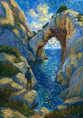 art painting A4 155KvK acrylic landscape in the style of Vincent van Gogh