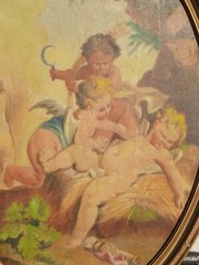 19th Century Oil Painting Picture Amour Moissonneur d apres Francois Boucher