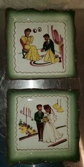 Two Vintage ceramic wall plaque from „Decorate Ceramics Inc“ Florencita CA