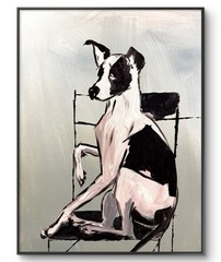 Original Abstract Expressionism 12×16 Dog in Chair Handmade Signed Fine Art 341