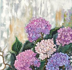 Flowers Original Oil Painting on Canvas 40X40cm Hydrangea in Autumn Impasto Art