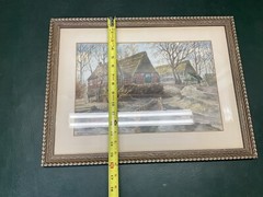 Vintage Signed Watercolor Painting Bremen Germany Chalet Art Architecture