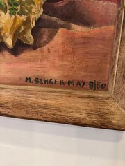 Vintage 1950 Signed Oil Painting by M. Senger – Framed Still Life Flowers 20×24