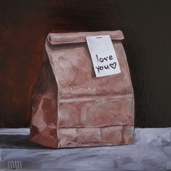 Paper bag Oil Painting, Paper bag Still life, Food Bag Original Kitchen art 6×6″