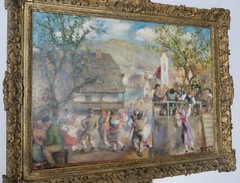Oil painting „Erhard Amadeus Dier“ (1893-1969) Vienna peasant dance 95x75cm 1930-40s