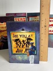Set of 5 Original Painted Blocks by LA artist Martin Wohlgemuth New Orleans