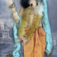 VTG Indian Mixed Media Dancing Women Art Silk Sari Fabric 3D Framed Painting