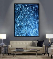 Original Abstract Painting – “Blue Flow”30×40” | Acrylic & Rubber-Based Paint
