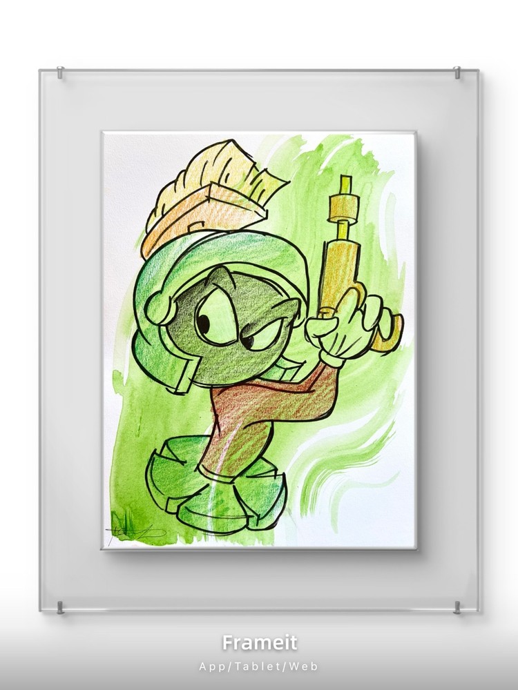 Original Marvin Martian 1 Painting By Alannah Dyer- Acrylic 9×12 in Looney Tunes