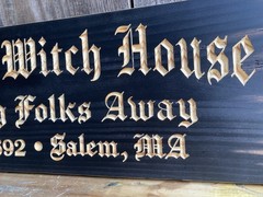 Halloween Salem Witch House Wooden Sign Carved Rustic Antique Look