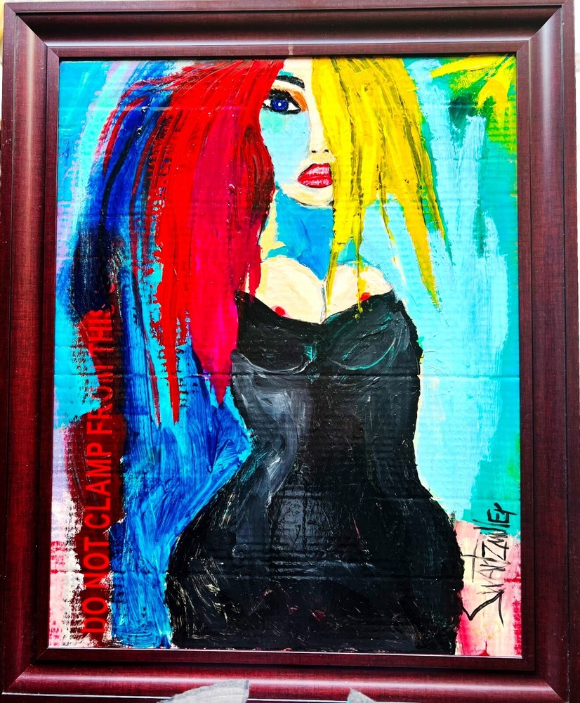 COLORFUL SEXY LADY upcycled 27″ X 33″ Painting SWARTZMILLER DNA POP ART SIGNED