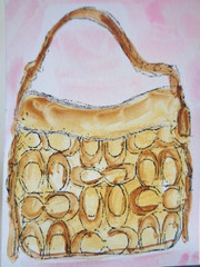 ACEO Women In Fashion – DESIGNER COACH PURSE BAG Painting ART