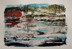 ORIGINAL ACRYLIC Barn Landscape Painting JMW art John Williams Impressionism