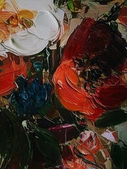 Large Abstract Floral Painting Original Acrylic Oil Pastel Wall Art