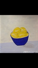 original Oil painting on canvas size 12×12 inches Lemons