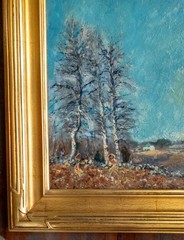 Antique American Impressionist Landscape Painting with Trees Ernest Meyer