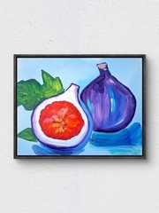 Figs Original 11×14 Canvas Fruit Impressionism Colorful Home Kitchen KIMAYA ART