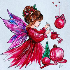 ACEO Original Christmas Angel Girl Pop Art Mini Card Acrylic Hand Painting NEW
