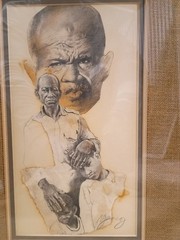 Black Folk Art Collage Painting