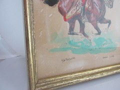 Equestrian Military Prints Hand Painted Lithograph Pechaubes French Cavalry