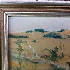 Maine Artist Carol Sebold Original Oil On Canvas- Driftwood On Sand Dune- 8″x6″