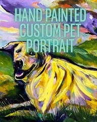 Hand painted custom pet portrait commission, 11×14 inches acrylic canvas dog cat
