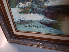 Vintage 1975 Herb Parnall Framed 23-1/4″W x 19-1/4″H Landscape Oil Painting.