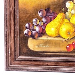 Vintage Oil Painting Framed Signed G. Frauke Fruit Motif 31x36cm