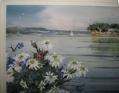 Edie Pyle Hopkins Flowers Daisies on the Coast WC Listed Maryland Artist