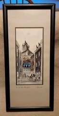 MCM 1970 Watercolor Framed Matted signed Canadian artist Pogue ~ Petit Champlain