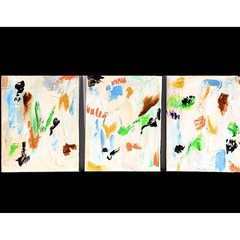 3 paintings textured 14X35 abstract expressionism. Gallery wall modern art decor