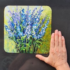Lavender Flowers Painting Blue Purple Impressionist Floral Wall Art Home Decor