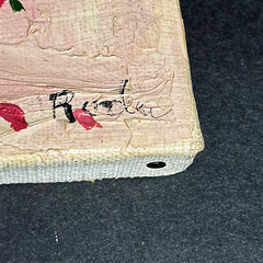 Minature Impasto Oil Painting Roses in Vase Signed 4.25″ x 3.25″ Unframed Canvas