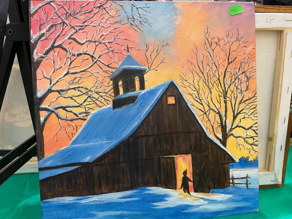 12 x 12 Acrylic Painting on Canvas Board…..“Bright Winter Morning“