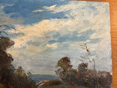 Landscape and Shepherdess Oil on Panel, Signed, 32.5×40.5cm, France