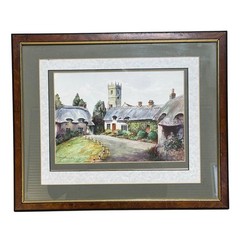 Jean S. Branch Original Watercolor „Chilham, Kent“ Framed UK Signed Cottage