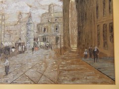 1910s Watercolor Gouache PLYMOUTH DEVON UK STREET SCENE Signed LOT Theatre Royal