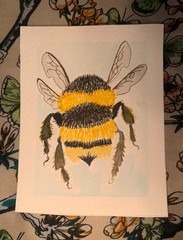 Original Aceo watercolor mini painting Honey Bee 4 X 2.75 inches