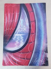 ORIGINAL SPRAY PAINT ART – SPIDERMAN 19×13 Inch Signed