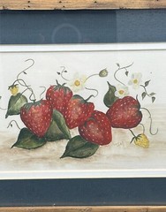 Original Artwork Strawberries by Tami Wolfgram Signed Cottage Core 11 x 9.5 in