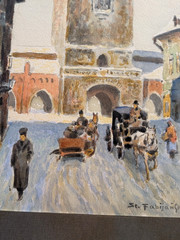 Stanislas Fabijanski Watercolor St. Florian’s Gate Kraków Polish Artist Signed