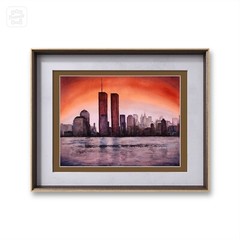 Cityscape Watercolor Painting New York City Landscape Original Art Gift Decor