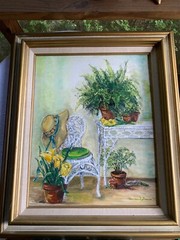 Vintage Original Oil Painting Signed Frances B. Brewer ’75 Southern Parlor Scene