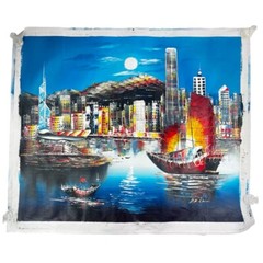 Victoria Harbour Hong Kong Impressionist Art Painting Contemporary P.K. Chan 24″