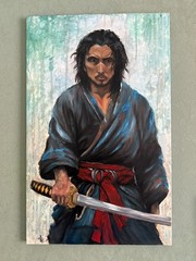 Samurai Painting Japan Man Original Art Warrior Artwork Japan Wall Art Large Art